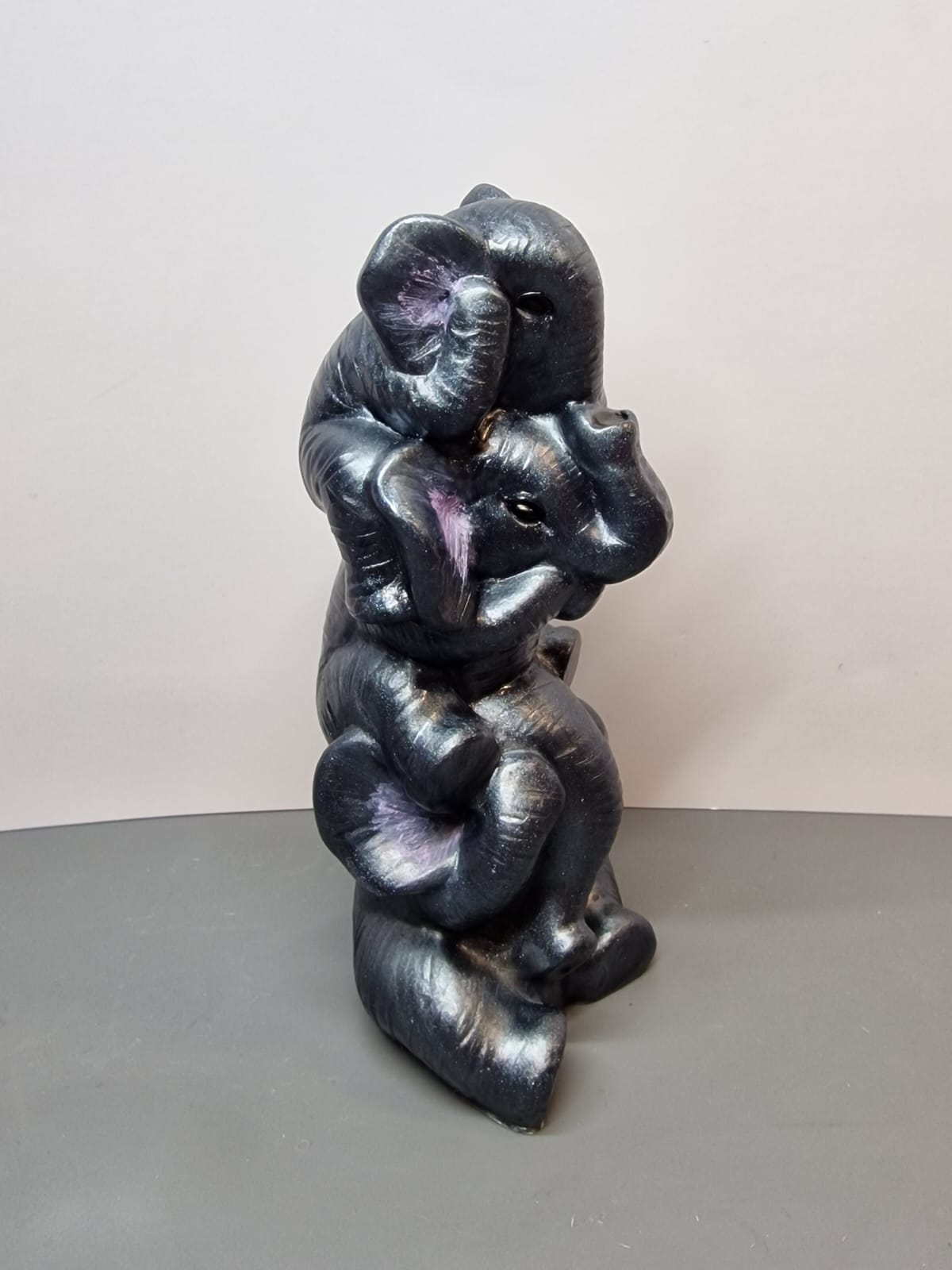 Stacked elephant sculpture side view