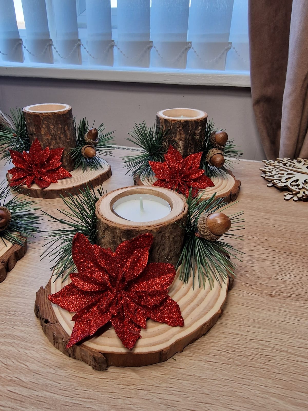 Rustic Christmas candle holders