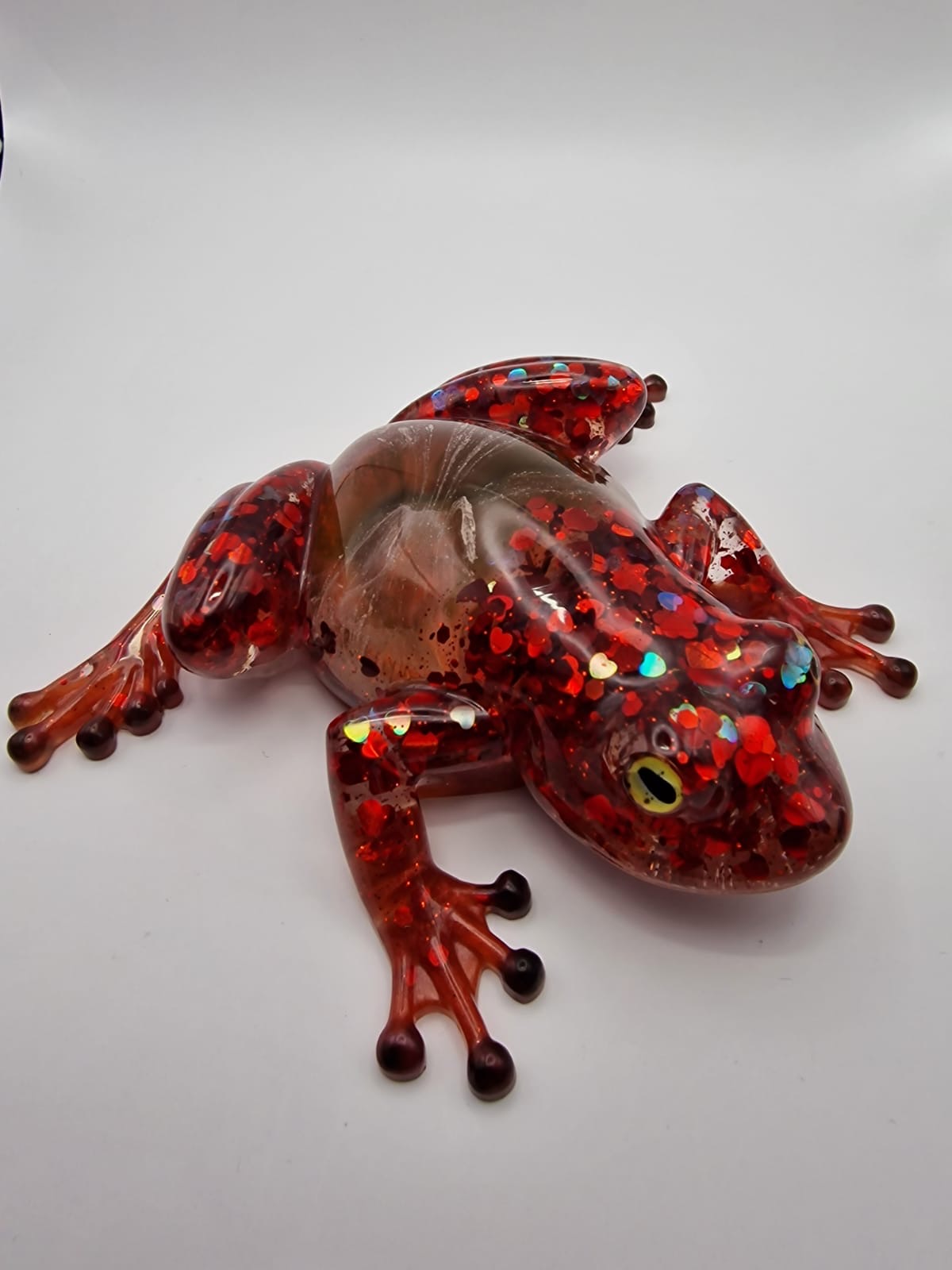 Red sparkly resin frog
